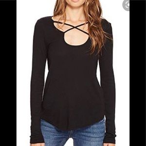 Splendid black crisscross long sleeve shirt- Large